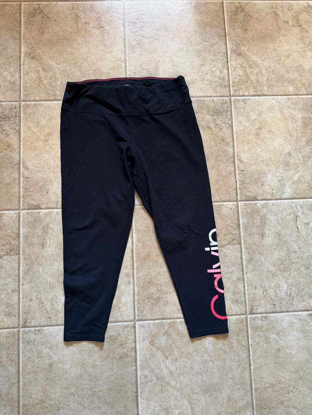 Calvin Klein Performance Leggings Size 1X Black Logo Capri